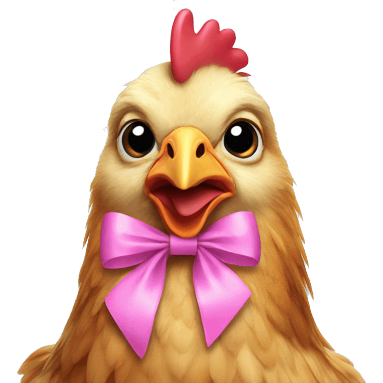 chicken wearing a pink bow emoji