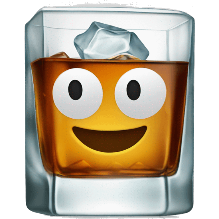 square cold glass with whiskey and icecubes emoji