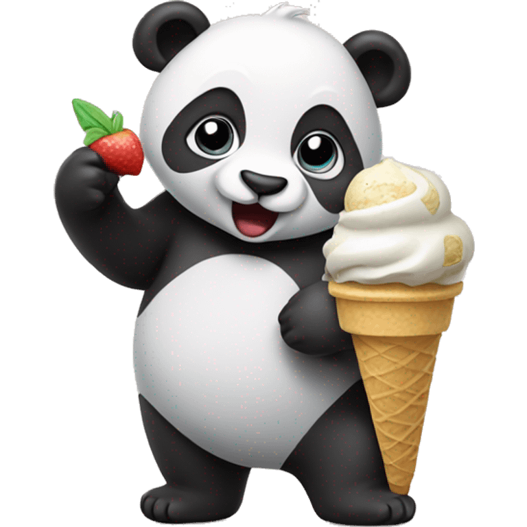 Panda eating ice cream emoji