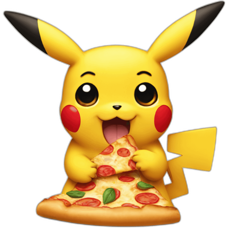 pikachu eating pizza emoji