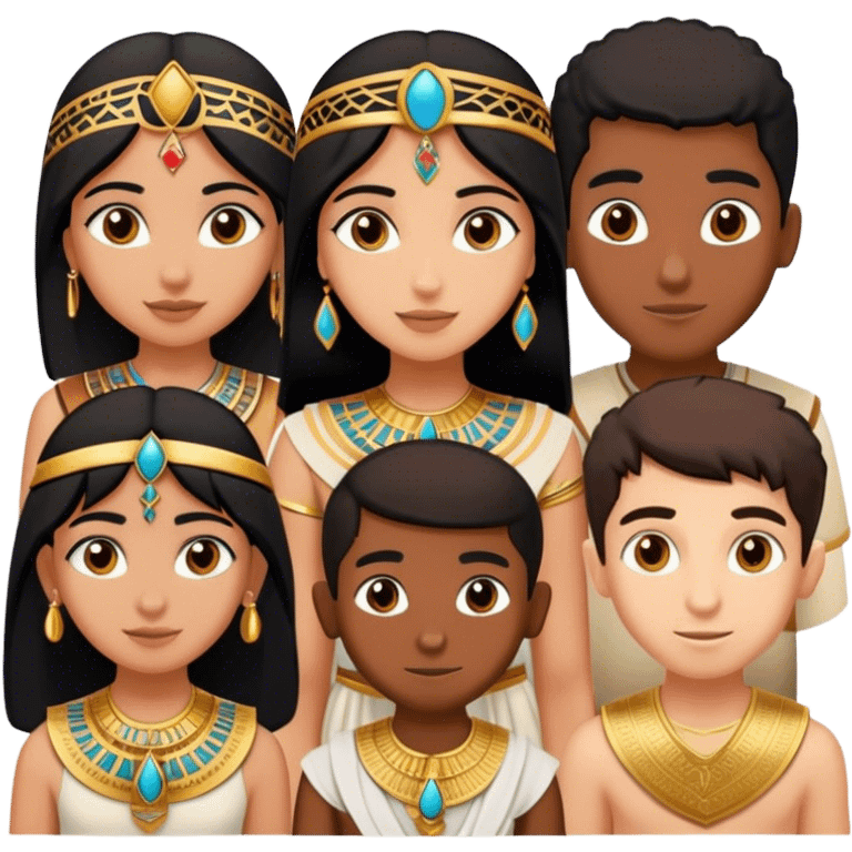 5 bestfriends, 1 indian girl, 1 Egyptian boy, persian girl 1 moroccan boy 1 black boy emoji