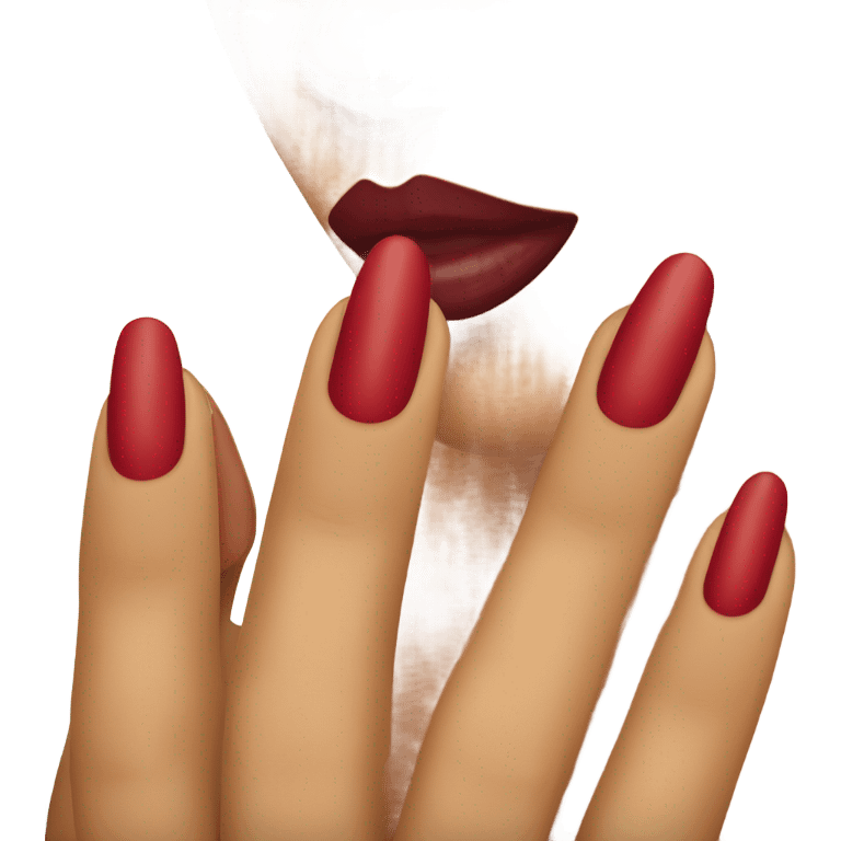 Long red  nails on medium skin ton emoji