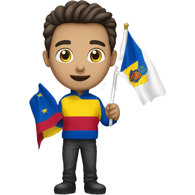 a guy holding moldovan flag in his hand emoji