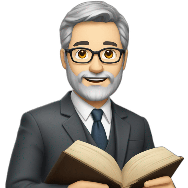 husband classy caucasian dark gray hair trimmed beard wearing business suit holding bible, with wife asian age 55 dark hair nurse uniform, no children emoji