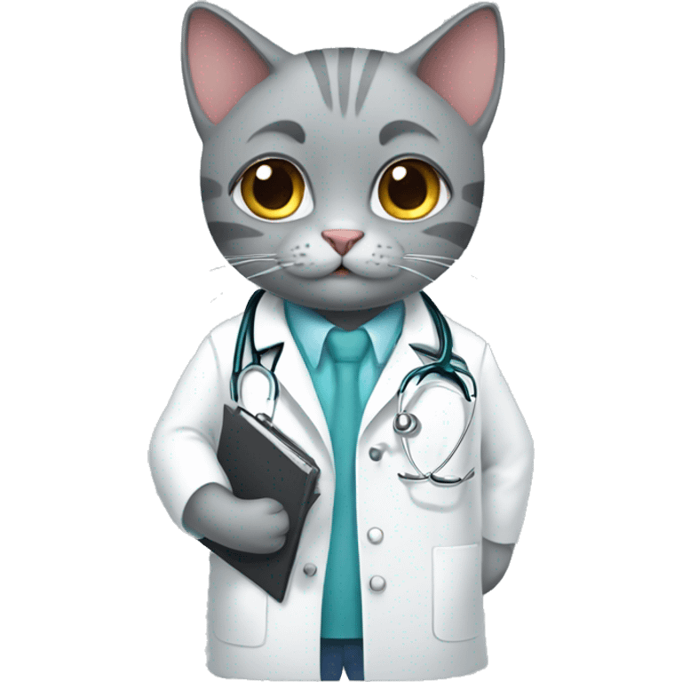 Cute grey cat being a doctor emoji