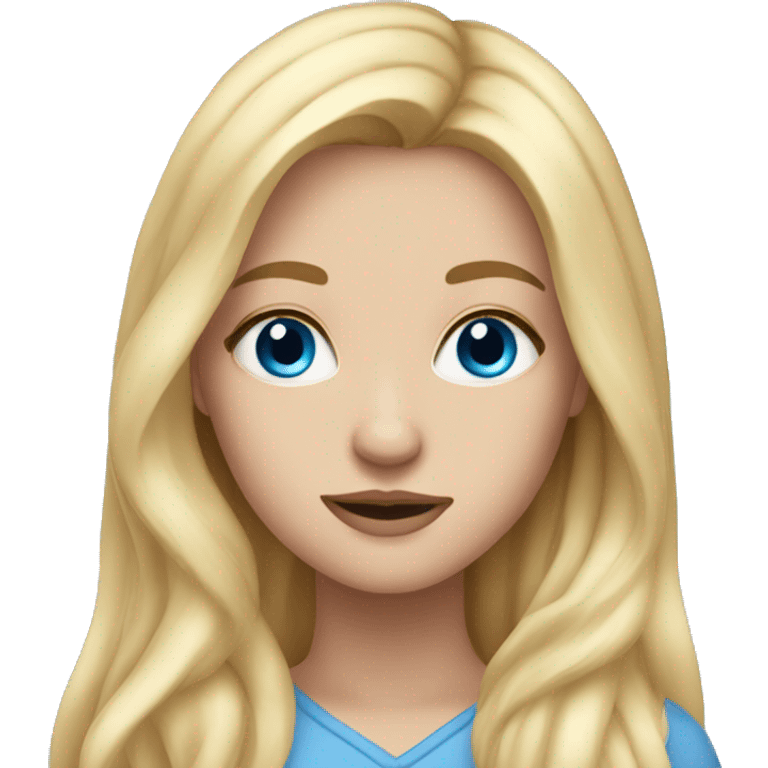 Beautiful girl with long blonde hair and blue eyes emoji