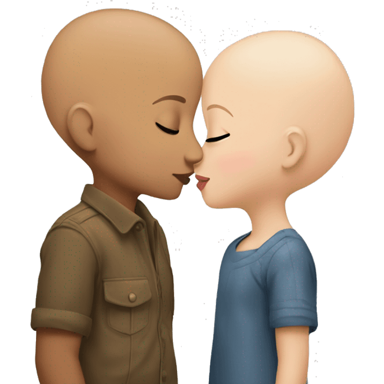 Girl kisses girl bald emoji