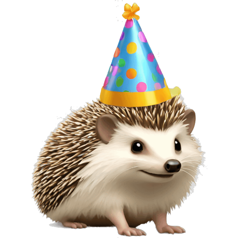 Hedgehog wearing party hat emoji