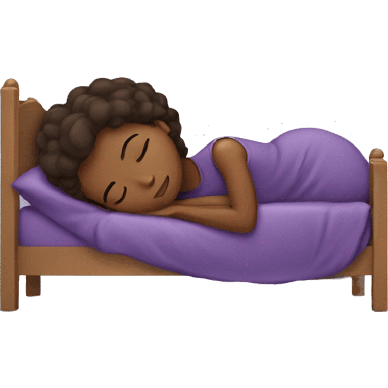 brown girl sleeping in a purple bed emoji