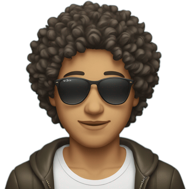 latin young man with curly hair and ray ban sunglass emoji