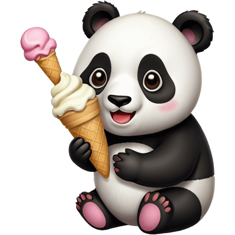 Panda eating ice cream emoji