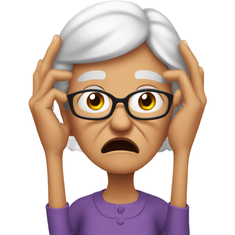 angry grandma cover her ears with her hand emoji