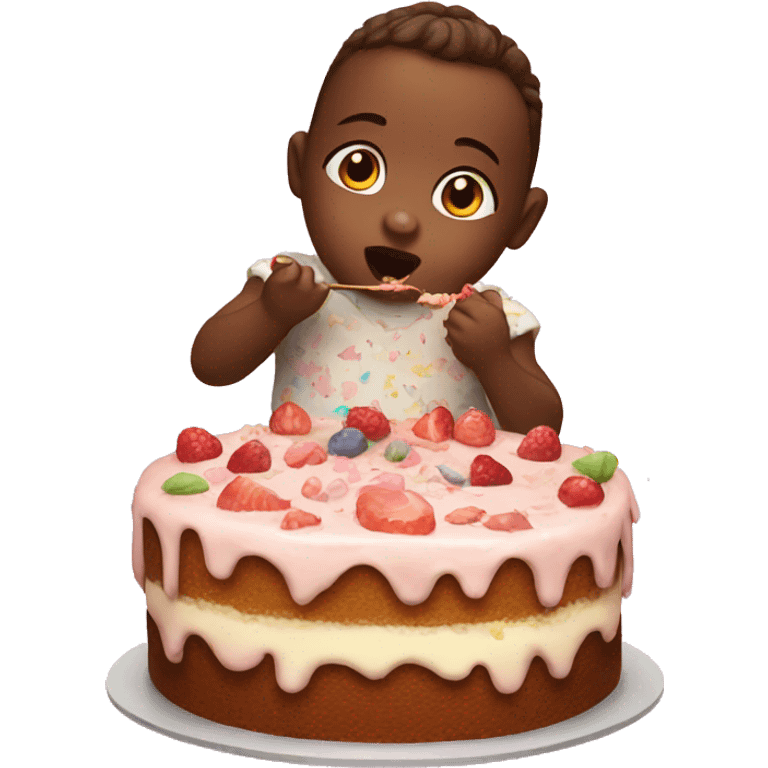 Baby eating giant cake emoji