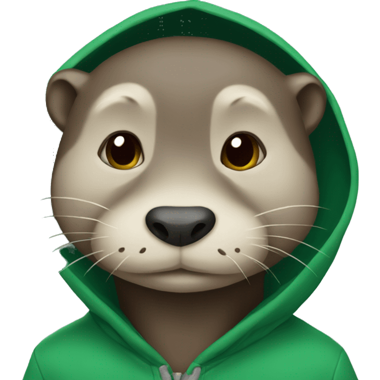 Otter wearing green hoodie emoji