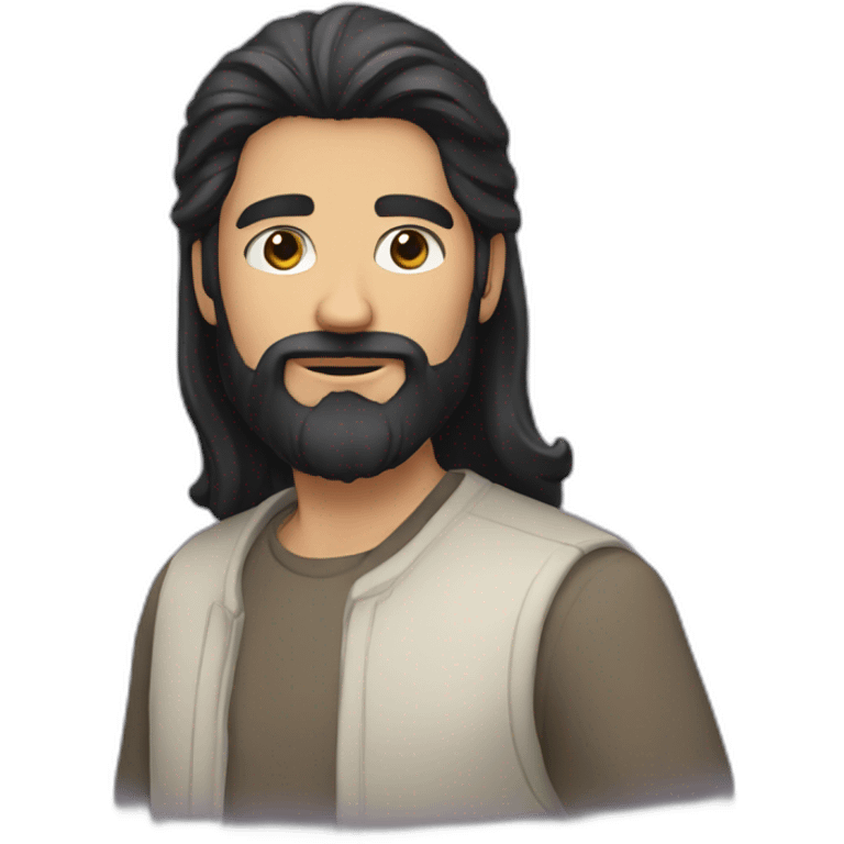 a man with beard and long black hair emoji