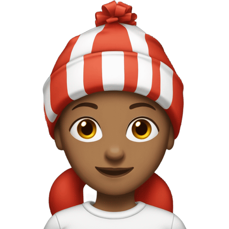 Emoji of a sporty girl in a top and leggings with a red Christmas hat. emoji