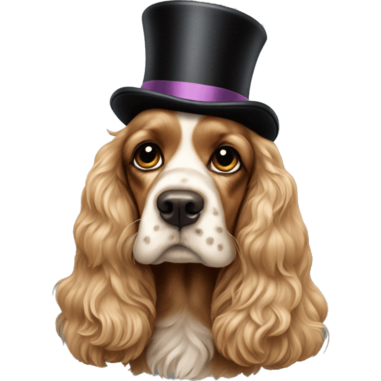 Cocker spaniel wearing a top hat  emoji