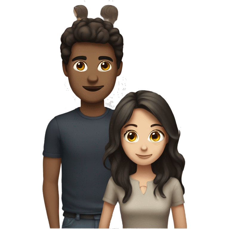 dark haired girl with brunette guy emoji