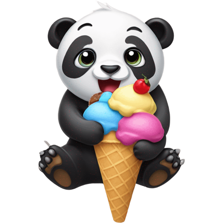 Panda eating ice cream emoji