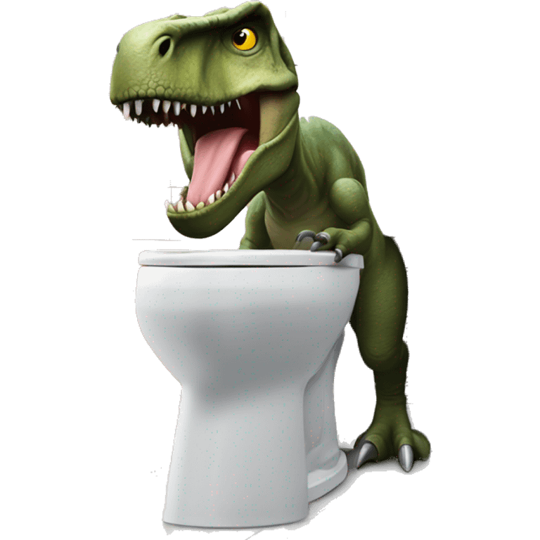 tyrannosaurus looking into the toilet emoji