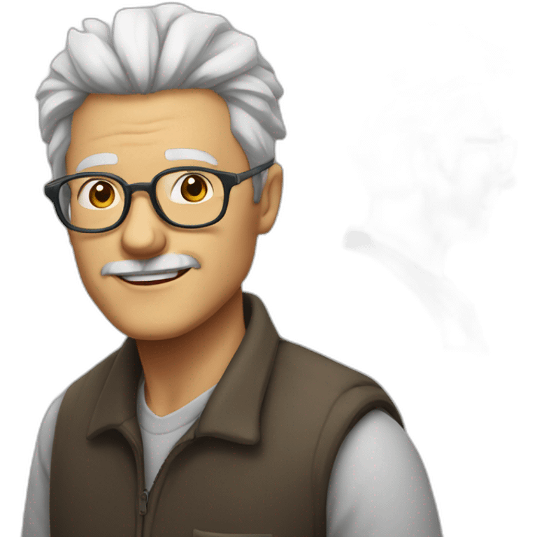 Older man white hair out glasses and without mustache emoji