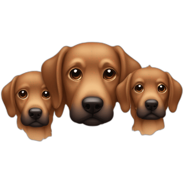 Caniche marron con dos perros grandes uno rubio otro negro emoji