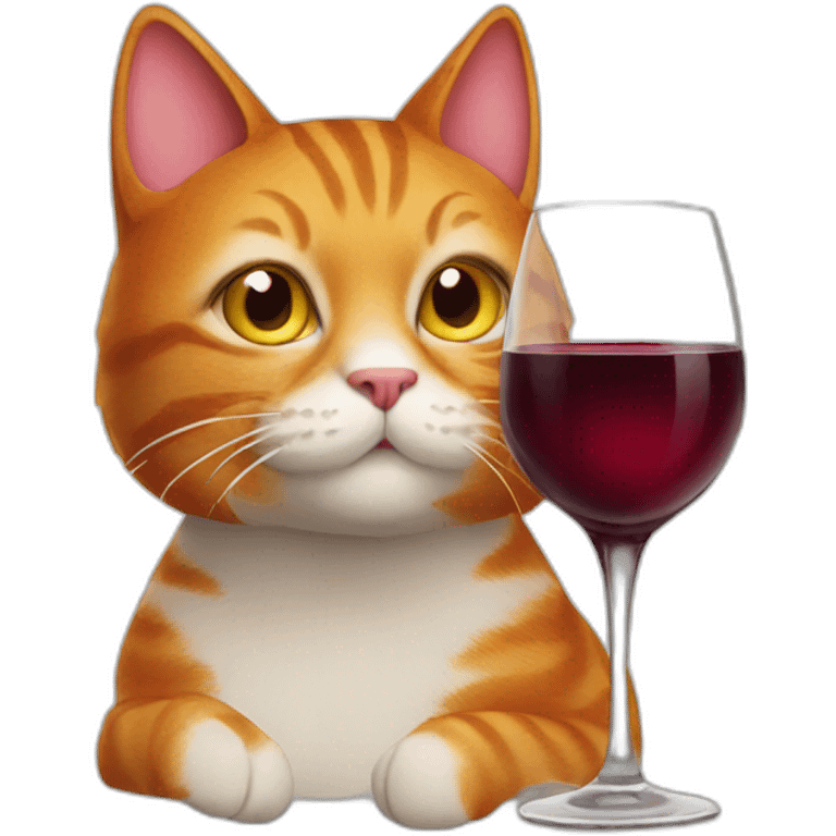 A ginger cat with a glass of red wine emoji