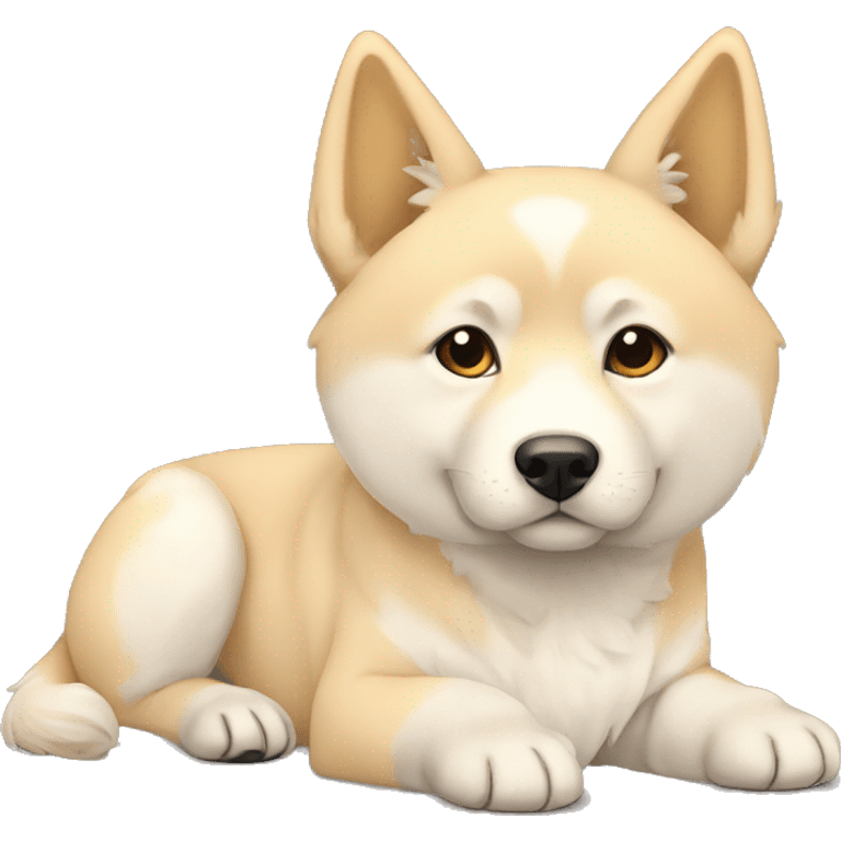 jindo with tall ears cream and white emoji