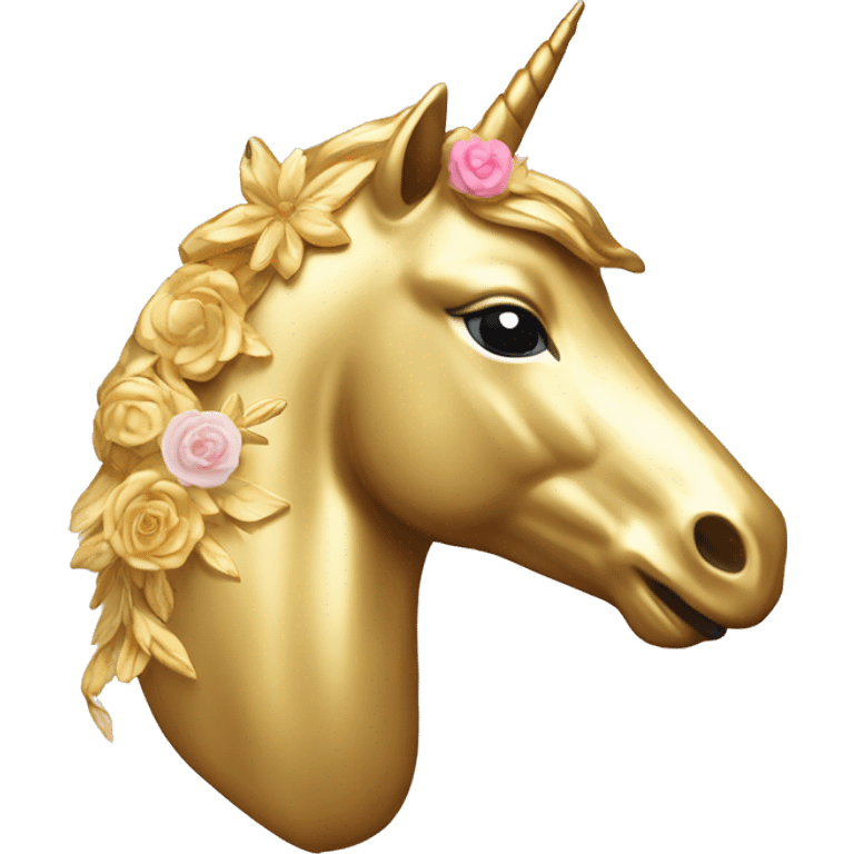 Gold unicorn with floral pattern on it pretty feminine emoji