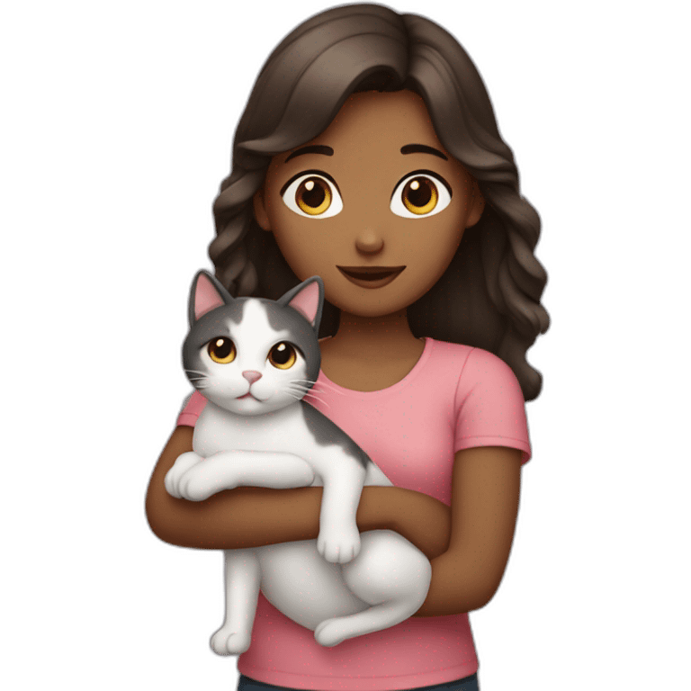 a girl holding a cat  emoji