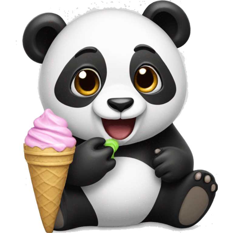 Panda eating ice cream emoji