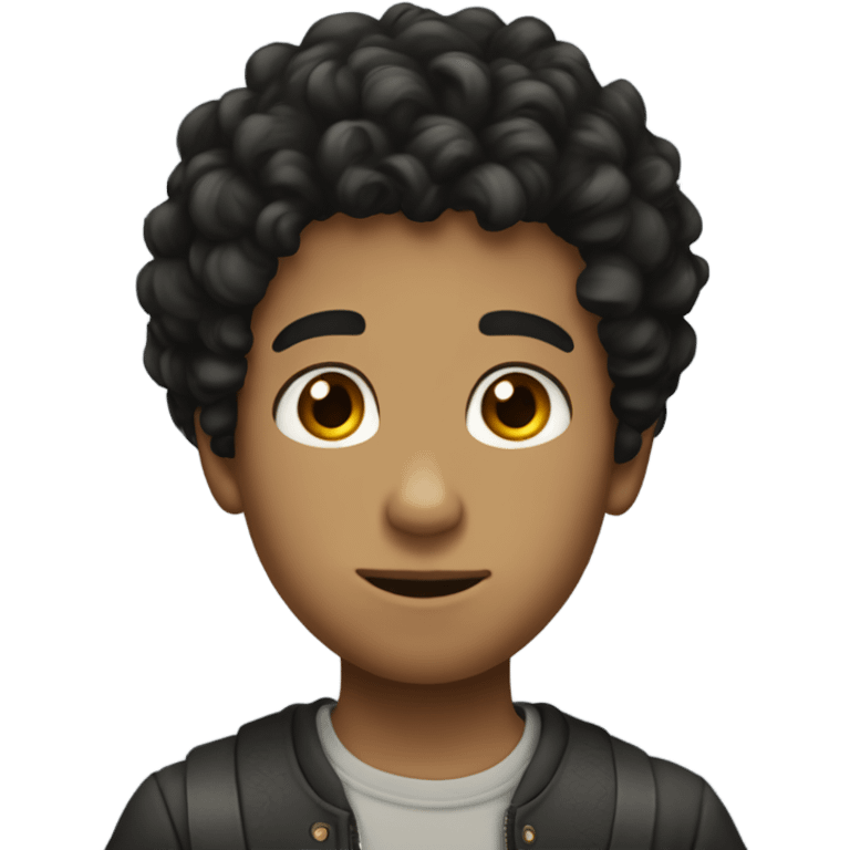 boy with curly black hair, with broad shoulders and full height emoji