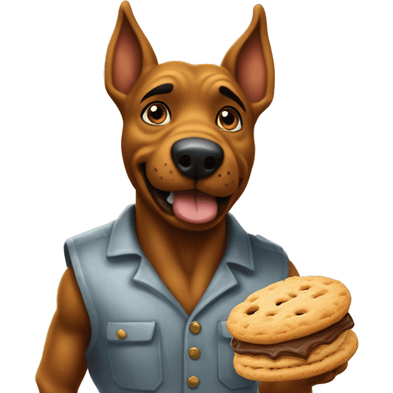 Scrappy doo working taking orders at a biscuitville restraint emoji