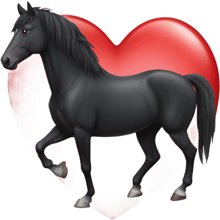 Black Horse centered within a red heart emoji