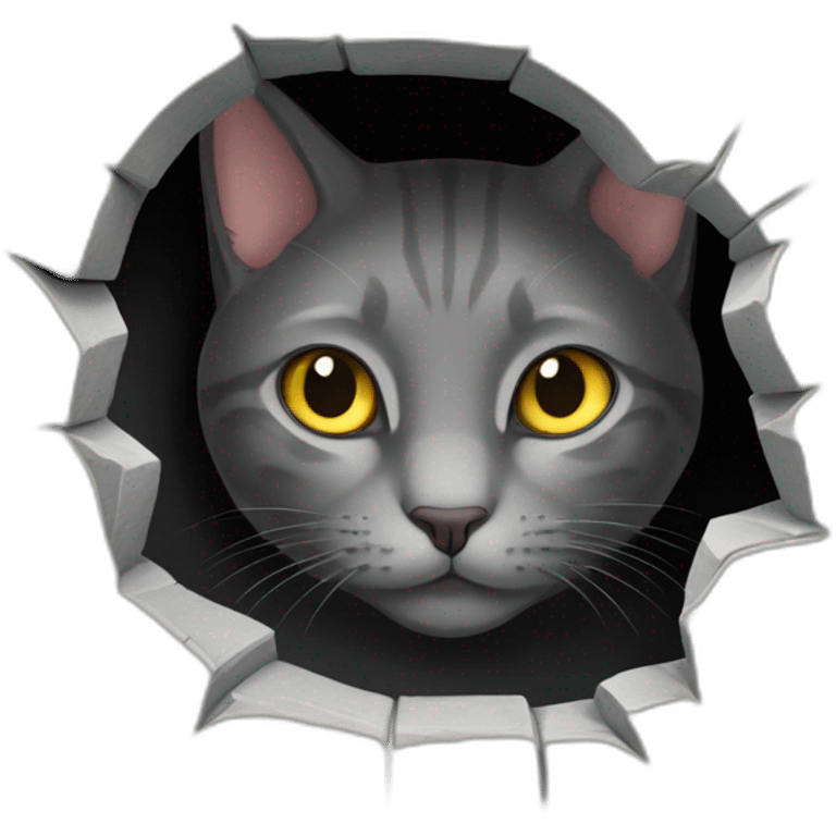 gray cat peaking in hole emoji