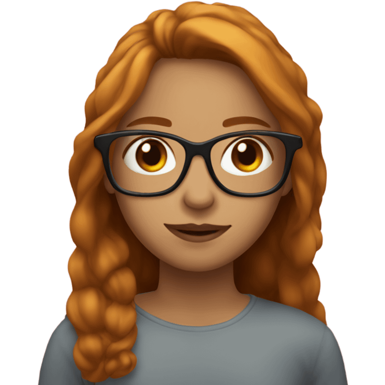 girl with medium long hair red and crown wearing glasses emoji