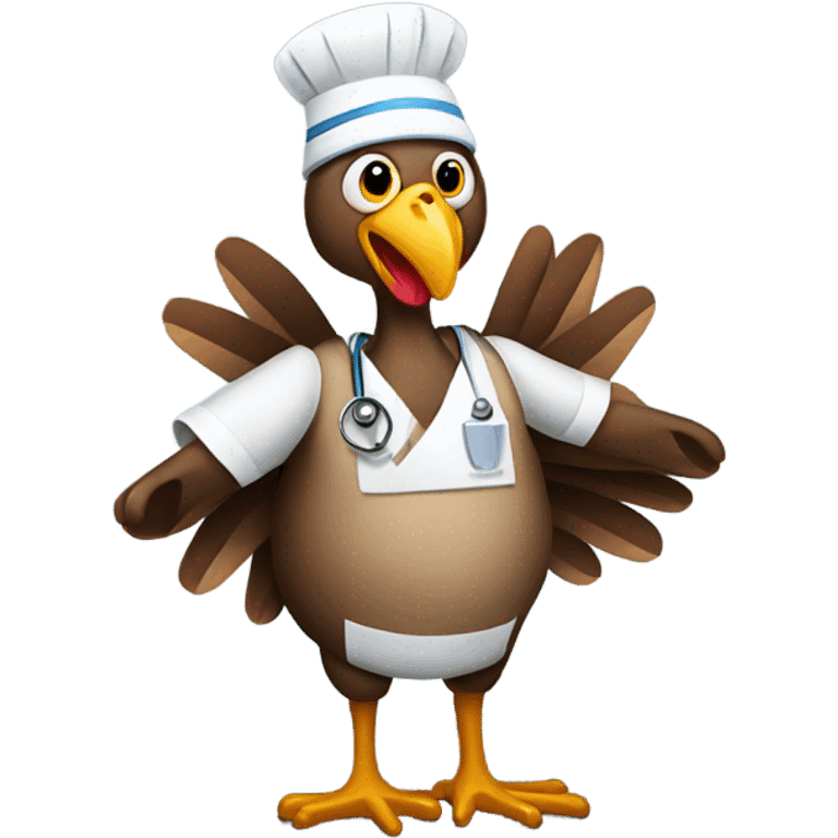 Turkey wearing doctor scrubs emoji