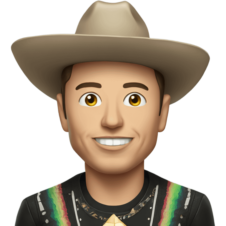 Mexican Elon musk with sombrero hat and Tesla shirt emoji