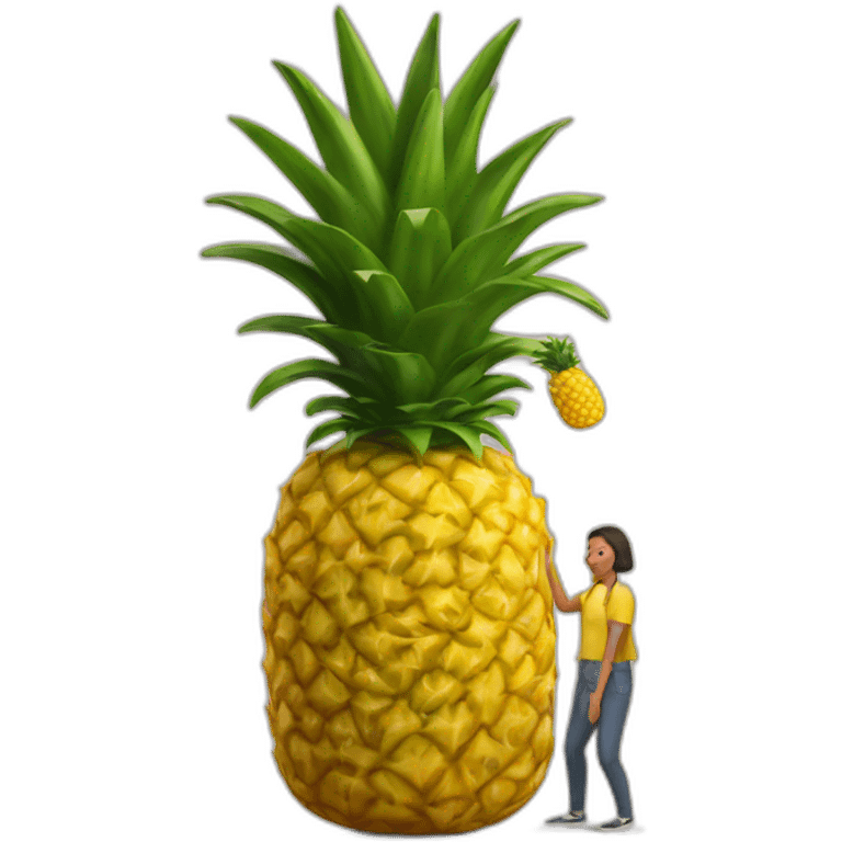 Human sized pineapple eating a human emoji