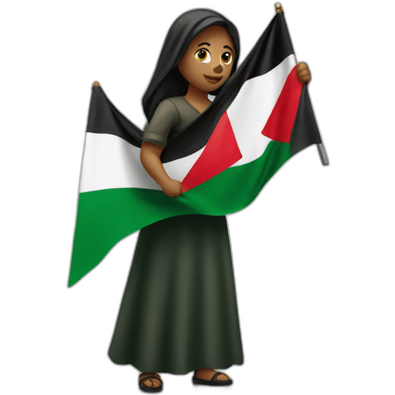 Women holding Palestinian flag emoji