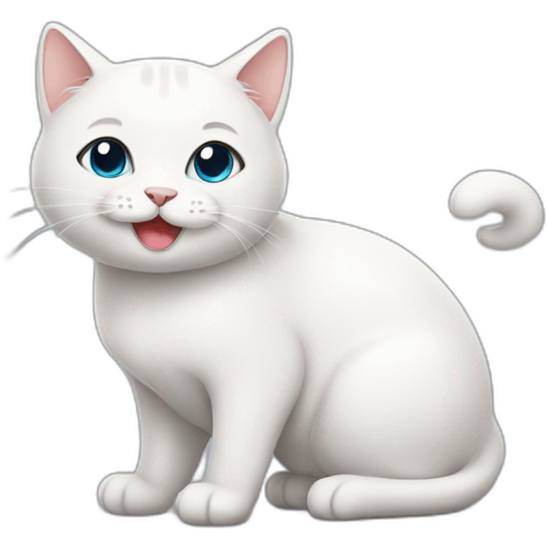 A white cat with cute smile  emoji