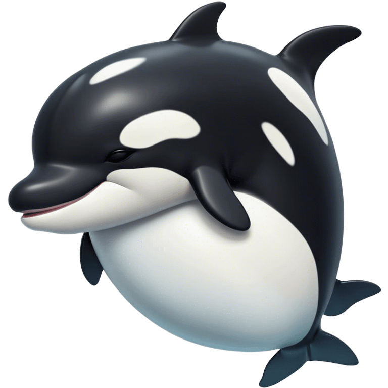 Meme-Worthy Cute Sleeping orca Portrait Emoji, Head resting peacefully with a contented smile, showcasing a smooth black-and-white body with gently drooping fins and eyes softly closed in serene slumber, Simplified yet adorably endearing features, highly detailed, glowing with a soft, drowsy deep-sea light, high shine, relaxed and utterly lovable, stylized with an air of playful oceanic laziness, soft glowing outline, capturing the essence of a sleeping orca that feels destined to become the next viral icon of adorable marine rest! emoji