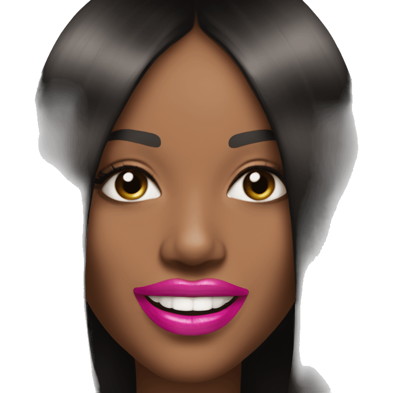 Naomi Campbell long black hair smiling pink lipgloss  emoji