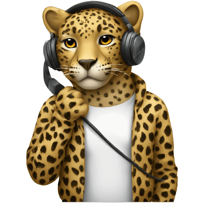 a leopard listening music  emoji