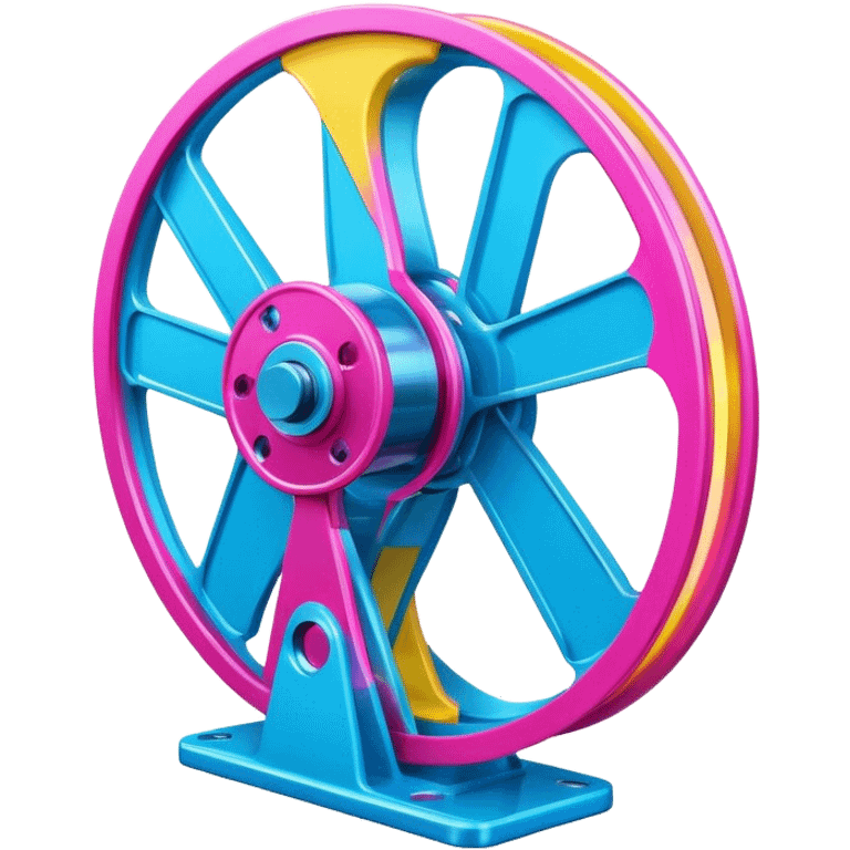 Bright, colorful icon symbolizing Animation and Motion Design with a transparent background. Include a dynamic motion effect, such as a spinning film reel or a stylized character in motion. Use vibrant colors like neon blue, pink, and yellow, with a modern, techy feel.  emoji