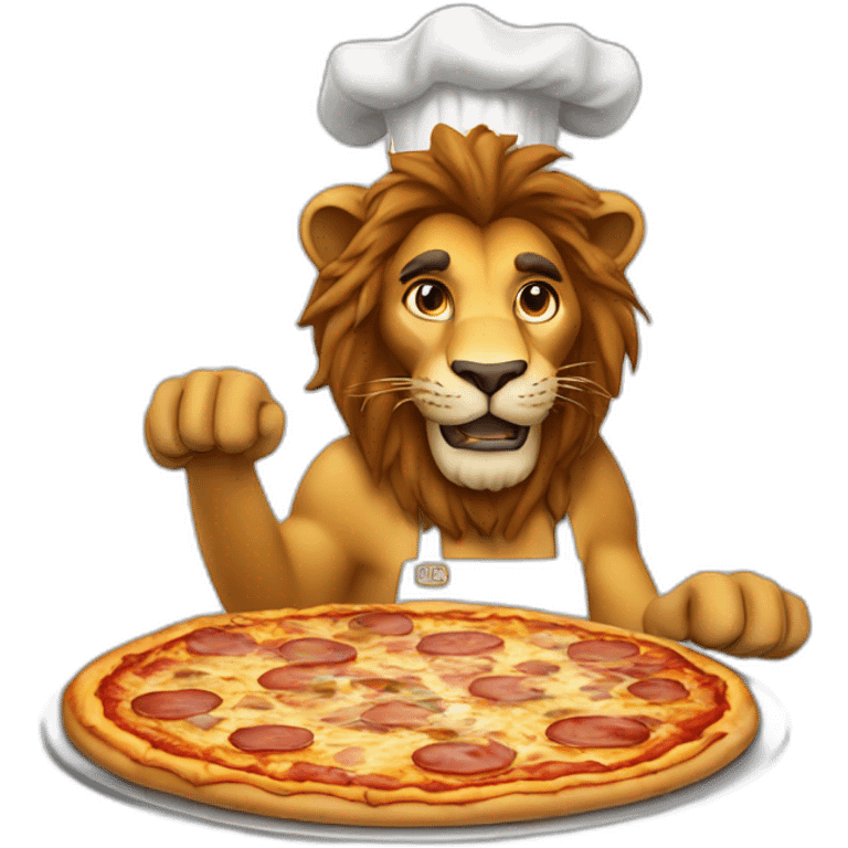 lion cook pizza emoji