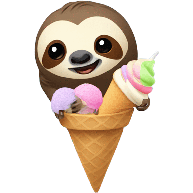 Sloth with ice cream emoji