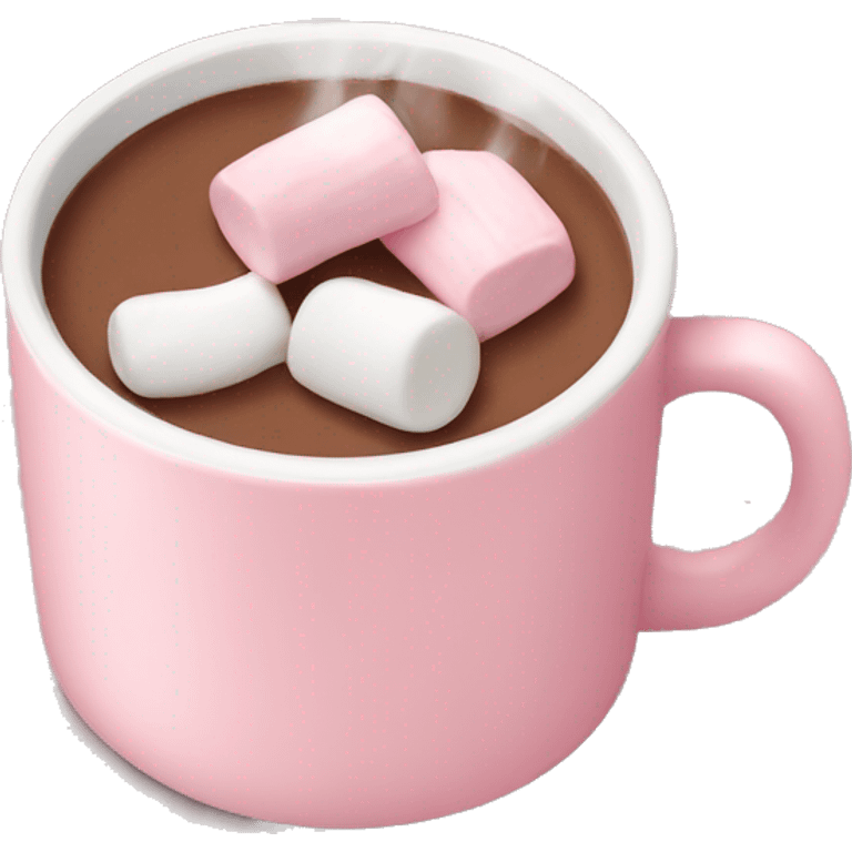 Light Pink mug of hot chocolate with marshmallows  emoji