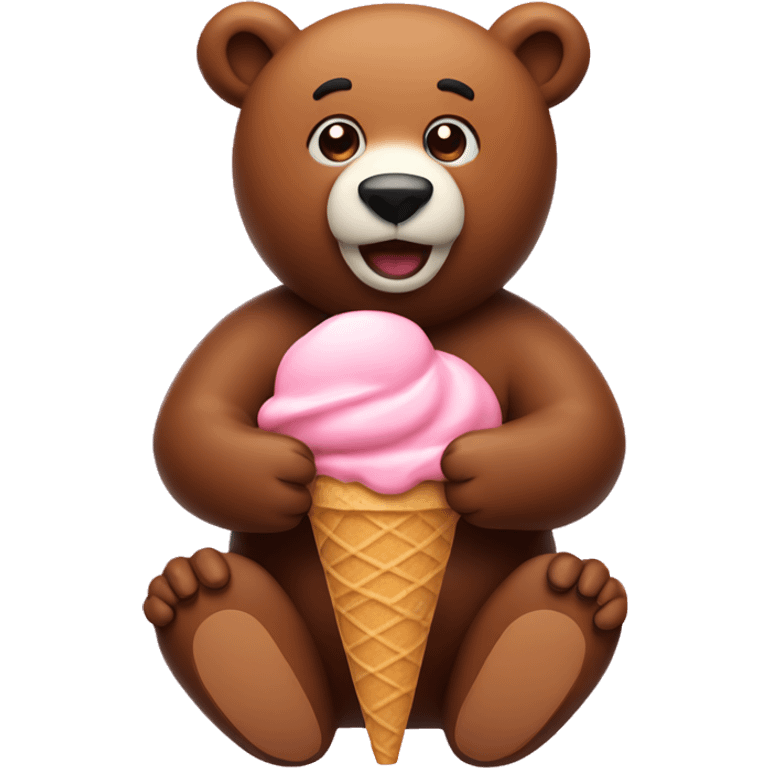 A bear holding a peach emoji ice cream  emoji