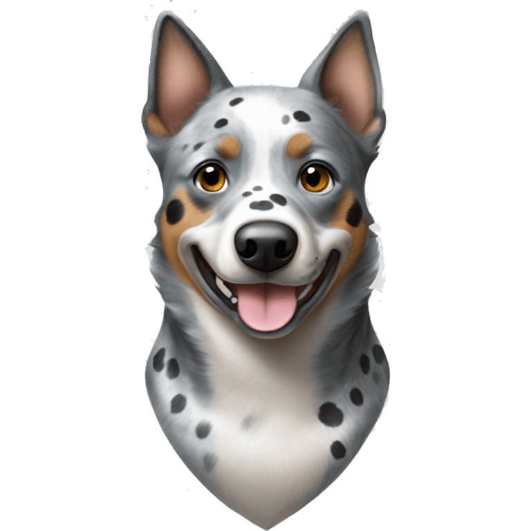 Australian cattle dog grey and white spotted with blue eyes emoji